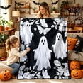 thumbnail image 5 of JuDWoC Halloween DIY Coloring Blanket Soft Flannel Fleece Blanket Gothic Ghost Blanket Colorable Halloween Throw Blanket for Couch Sofa Bed Decor 59.1*51.2in, 5 of 9