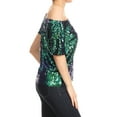 thumbnail image 3 of Womens Off-shoulder Sexy Blouses Loose Shirt Tops Glistening Sequin Tank Top Blouse, 3 of 5