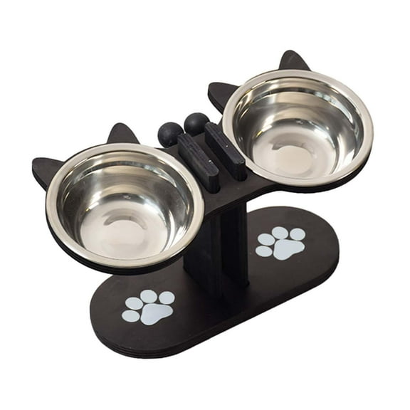YWMJZEU Cat Bowls Elevated Feeding Station Cat Dish Convenient Pet Feeder with Stand for Black