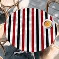 thumbnail image 2 of Red Black Stripe Round Tablecloth, Fitted Table Cover with Elastic for 55"-60" Round Tables, Geometric White Vertical Striped Table Cloth Outdoor Indoor Dinning Party Waterproof Tablecloths, 2 of 7