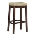thumbnail image 4 of Linon Cessford 32.25" Backless Bar Stool, Dark Brown with Beige Faux Leather, Includes 2 Stools, 4 of 5