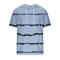 thumbnail image 3 of FAIWAD Men's Short Sleeve Hoodies Sweatshirt Striped Print Drawstring Athletic Lightweight Hoodies Tops, 3 of 4