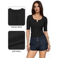thumbnail image 4 of MOYIKO Womens Half Sleeve Summer Tops Henley Button Slim Fit Basic Casual T Shirts Fashion Clothing, 4 of 7