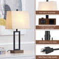 thumbnail image 5 of Cinkeda Set of 2 Modern Black Metal Table Lamps, 23.5" Tall with Dual USB Ports & AC Plug, On/Off Switch Bedside Lamp for Bedroom, 5 of 7