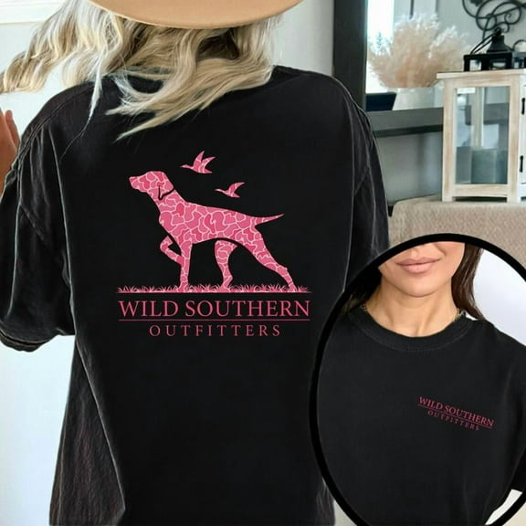 Country Girl Pink Camo Tee - Playful Dog Graphic Shirt, 100% Cotton Relaxed Fit Tops for Southern Lifestyle & Daily Wear