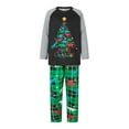 thumbnail image 2 of Elippeo Christmas Family Pajamas Matching Set, Long Sleeve Tree Print T-shirt with Plaid Dinosaur Pants Sleepwear Loungewear, 2 of 10