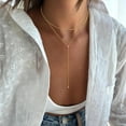 thumbnail image 6 of Turandoss Lariat Gold Necklaces for WomenDainty 14K Gold Plated Y-Shaped Lariat Necklace Cubic Zirconia Drop Necklace Long Layered Necklaces for Women Her Jewelry Gifts, 6 of 7