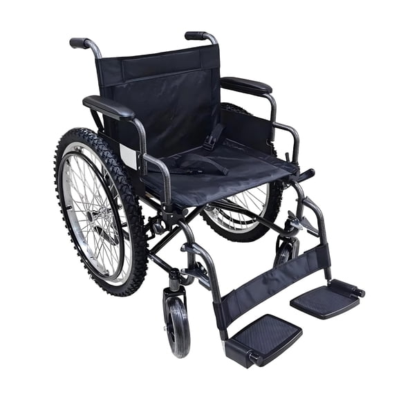 Silla de Ruedas Todo Terreno Doble Cruceta con Llantas Neumáticas de 24" | Descansapies Desmontables y Descansabrazos Abatibles