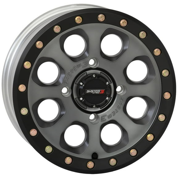 System 3 SB-7 Beadlock 14x7 ATV/UTV Wheel - Titanium (4/156) 4 3 [14S3-7655]