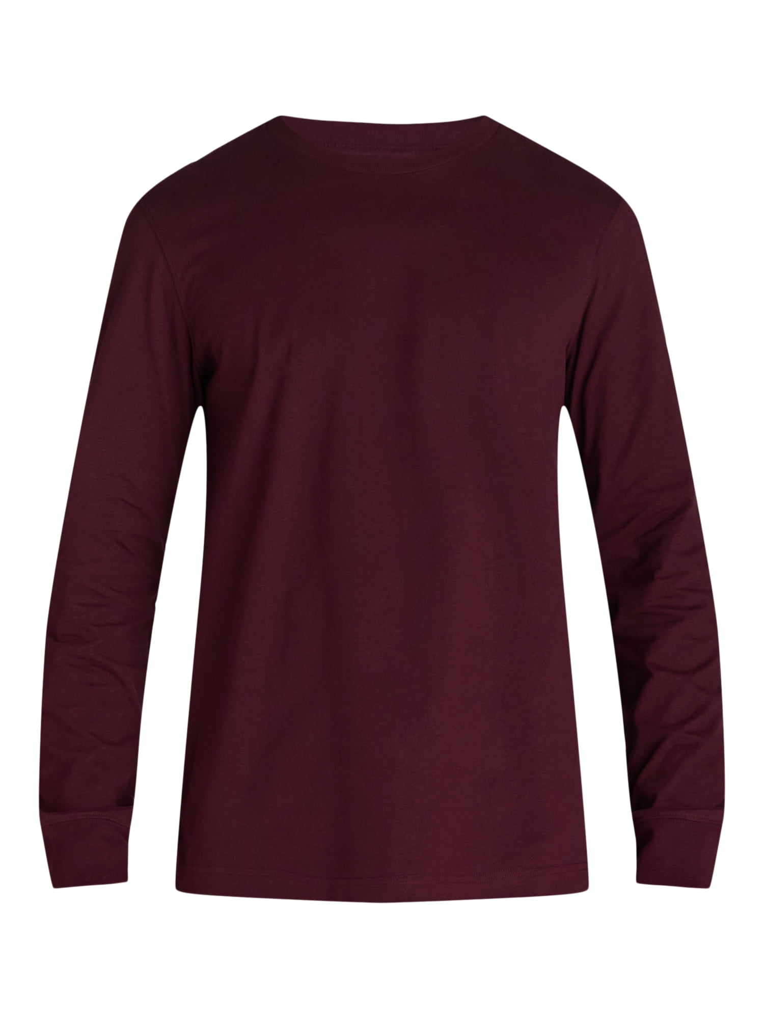 George Men's & Big Men's Relaxed Fit Cotton Crewneck T-Shirt with Long Sleeves, Size XS-3XL