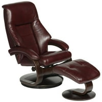 Mac Motion - 58 Series Leather Recliner and Ottoman - Merlot/Alpine