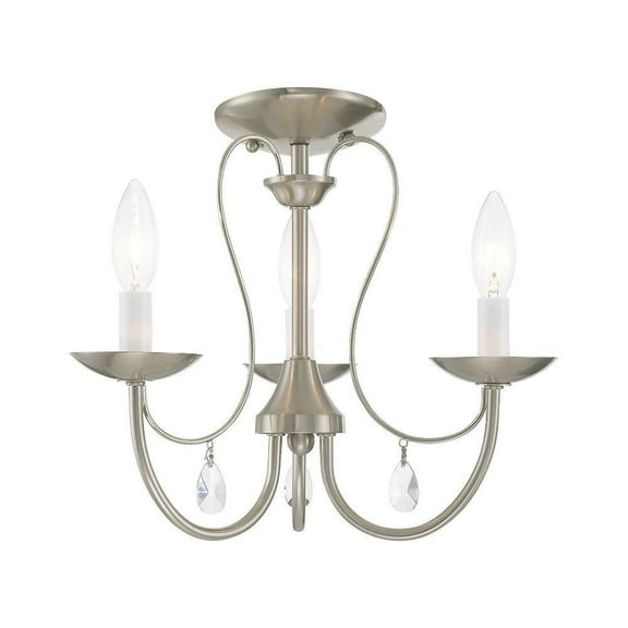 Traditional Farmhouse Three Light Chandelier-Brushed Nickel Finish Bailey Street Home 218-Bel-2255849
