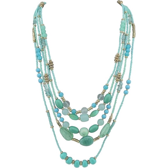 Bocar Long Beaded Necklace for Women Handmade Fashion Costume Chain Jewelry Gift