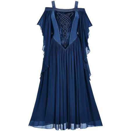 

Gothic Gowns Women Retro Winter Print Floral Fall Dress Gowns Women Dress Dresses plus Size