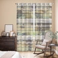 thumbnail image 3 of Kitchen Curtains 84 Inch Length 2 Panels, Farmhouse Grommets Window Treatment Curtain, Rustic Green Brown Wood Grain Mottled Thermal Curtains Drapes for Living Room/Bathroom, 3 of 9