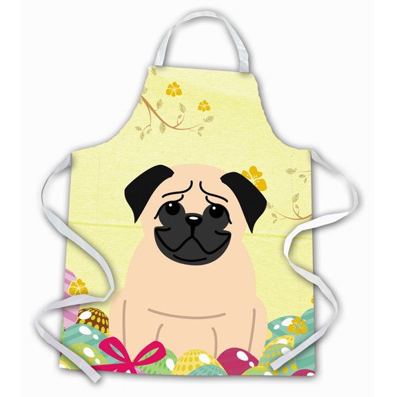 Carolines Treasures BB6008APRON Easter Eggs Pug Fawn Apron Large multicolor