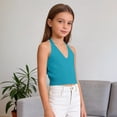 thumbnail image 7 of GiLiling Girls Ribbed Tank Top Summer Sleeveless Crop Top Cute Casual Beach Vacation Camisole (Dark Blue, 6-12 Months), 7 of 7