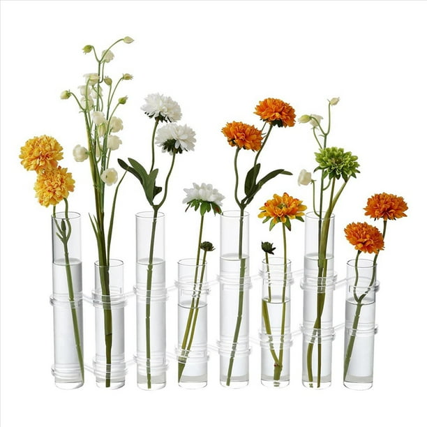 3X Florero con Bisagras, Diferentes Alturas, Estación de Propagación de Tubos de Ensayo de Vidrio Cilíndrico Transparente, para Decoración de Interiores