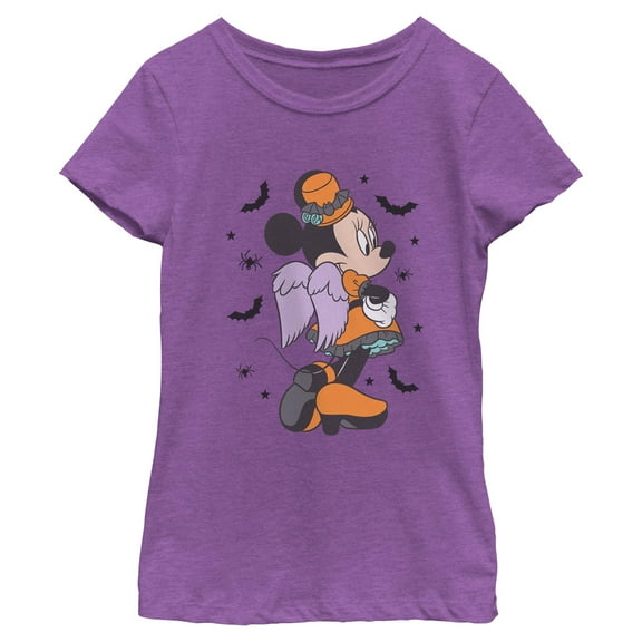 Girls Minnie Mouse Halloween Angel Orange Costume Pose T Shirt