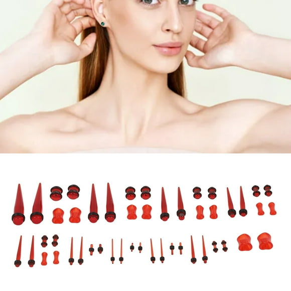 Ear Stretching Kit, Cone Stud Ear Expander Piercing Set Smoothing Surfaces Heart Shaped Fashionable 48pcs Various Sizes for Party