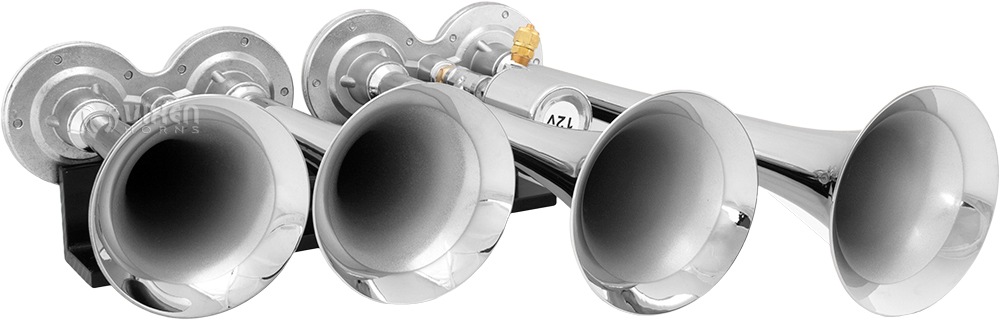 Vixen Horns Train Horn for Truck/Car. Air Horn Chrome Plated Trumpets. Super  Loud dB. Fits 12v Vehicles like Semi/Pickup/Jeep/RV/SUV VXH4124C 