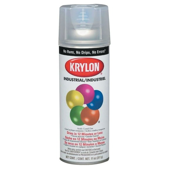 Krylon Industrial Spray Paint, Crystal Clear, Gloss, Solvent, 12 oz K01301A07