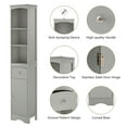 thumbnail image 5 of Tall Bathroom Cabinet, Freestanding Bathroom Storage Cabinet with Drawer and Door, Narrow Linen Storage Cabinet with Adjustable Shelves for Home, Bathroom, Kitchen, Anti-Tipping, Gray, 5 of 9