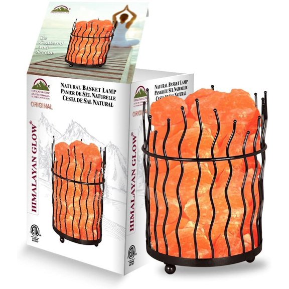 WBM Basket Salt lamp, Home Decoration Piece, 6-8 lb, Amber Glow