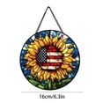 thumbnail image 2 of qolami Stained Glass Window Hanging, Sunflower Butterflys Acrylic Suncatcher with Chain for Window, Wall Decor, Nature Art for Bedroom, 6 Inch, 2 of 6