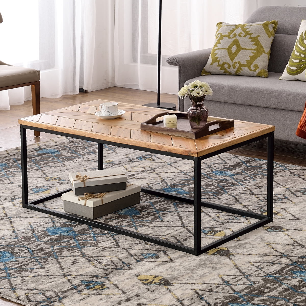 SEGMART Modern Coffee Table, High-Grade MDF Solid Wood ...