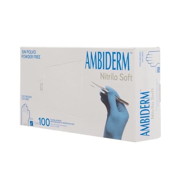 Guante de Nitrilo Soft No esteril Azul 100pz - Ambiderm azul M Ambiderm NITRILO SOFT