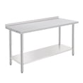thumbnail image 1 of NSF Stainless Steel Work Table - 60x24x35 Inch - Adjustable Undershelf, Heavy Duty, Rear Baffle, Straight Edge, Tool Hooks, Without Casters, For Kitchen & Garage, 1 of 6