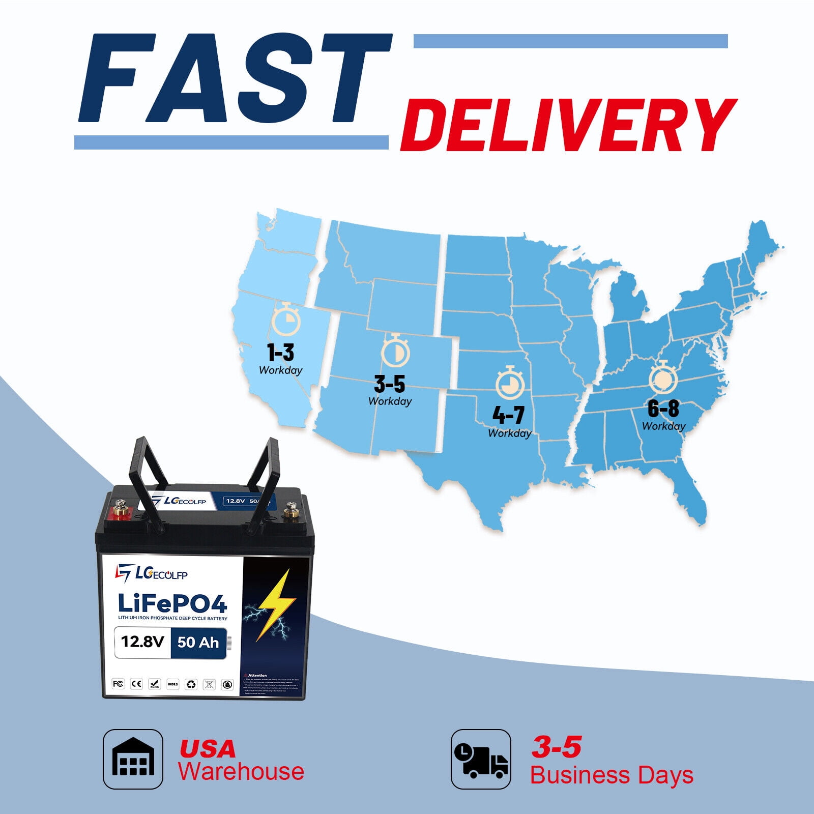 LGECOLFP Lithium Ion 12.8 Volt Vehicle Battery,850 CCA