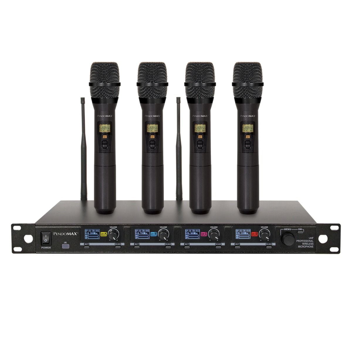 PENDOMAX 1000-Channel Wireless Microphone System with 4 Handheld Mics | Everything You Need for Professional Sound