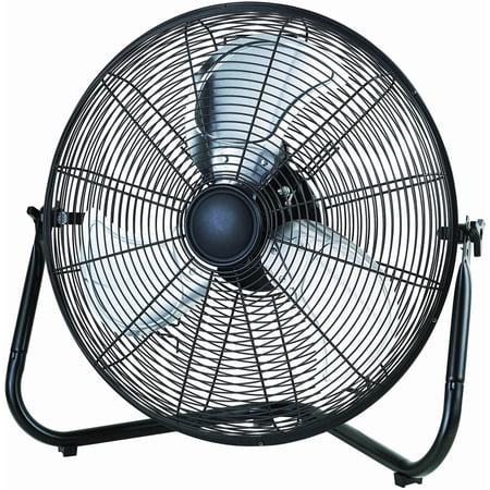 Mainstays 20 3-Speed High Velocity Tiltable Black Steel Floor Fan