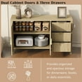 thumbnail image 5 of Euroco 55" Sideboard Buffet Cabinet with 3 Drawers, Modern Wave-Pattern Coffee Bar with Hooks and Extra Center Leg,Suitable for Living Room, Dining Room,Entryway,Natural, 5 of 9
