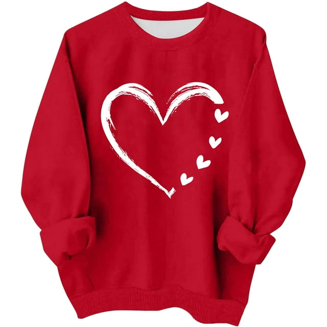 Sudadera sin capucha para niñas, cuello redondo, sudadera extragrande, estampado de San Valentín, manga larga, para niñas de 1 a 15 años