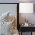 thumbnail image 6 of Cresswell Lighting 19" Modern Brushed Nickel Fluted Metal Base Table Lamp with White Shade, 6 of 7