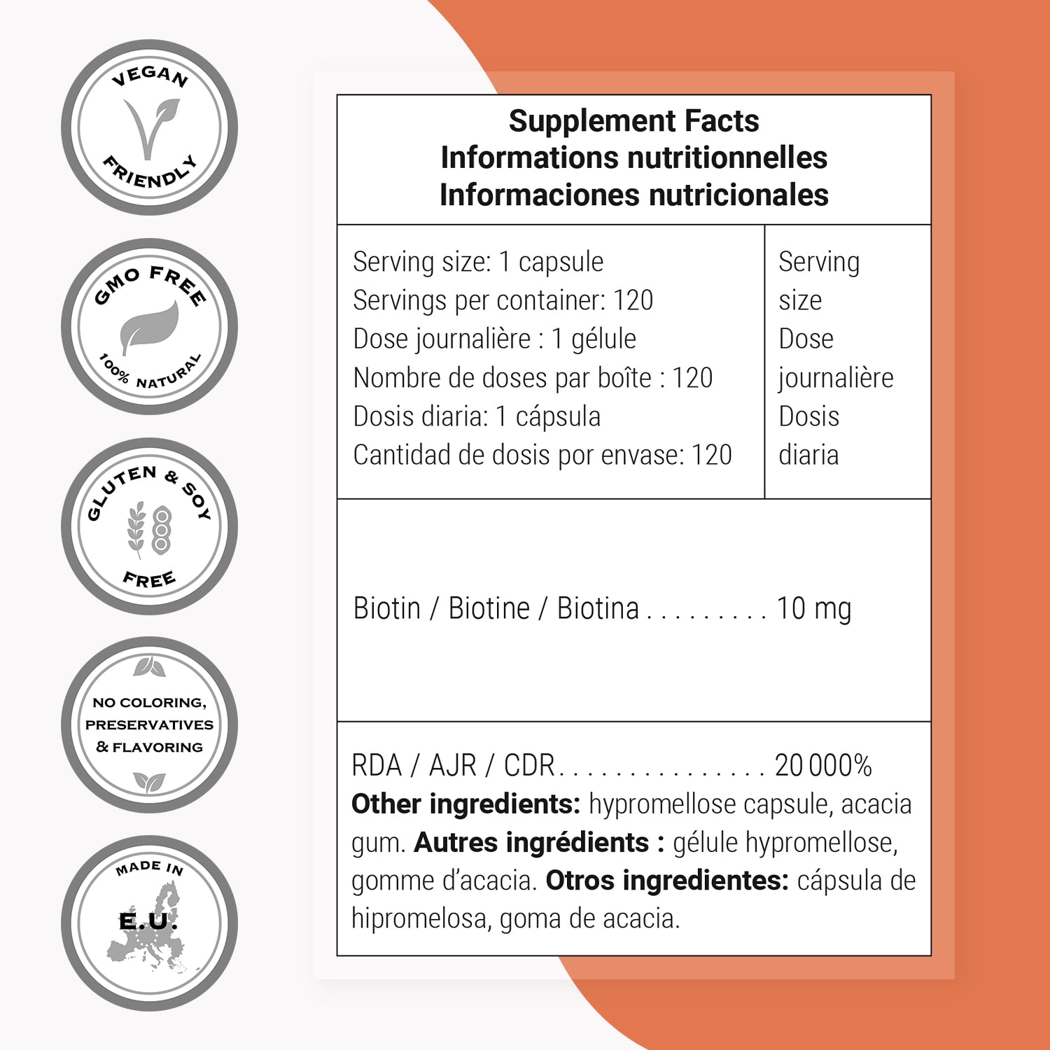 SuperSmart - Biotin 10000 mcg per Day - B Complex Supplement | Non-GMO & Gluten Free - 120 Vegetarian Capsules