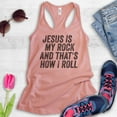 thumbnail image 2 of Jesus Is My Rock And That's How I Roll Tank Top, Ladies Racerback Tank Top, Christian Religious Rock Tank, Desert Pink, Small, 2 of 3