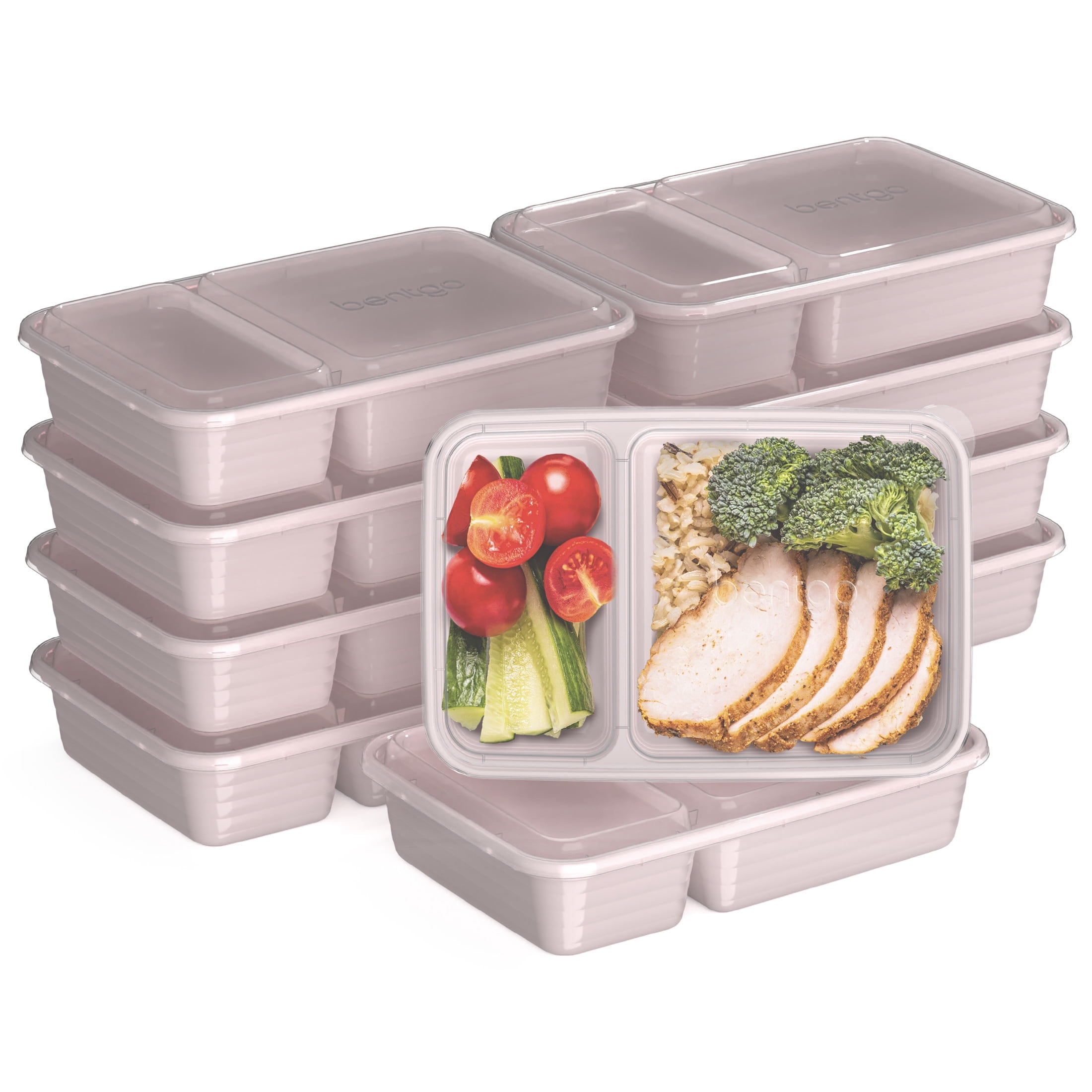 (2 pack) Bentgo Prep - 20-Piece 2-Compartment Reusable Meal Prep Containers