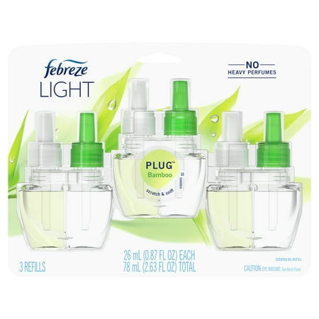 Febreze Light Fade Defy Plug Air Freshener, Bamboo, 2.63 Fl oz, 3 pk