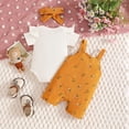 thumbnail image 5 of Newborn Kids Summer Two-Piece Outfit Short Sleeve Ribbed Romper Bodysuit Cartoon CatBowknot Suspender Shorts Headband Girl Outfits Kids Clothes Size 3-6 Months, 5 of 9