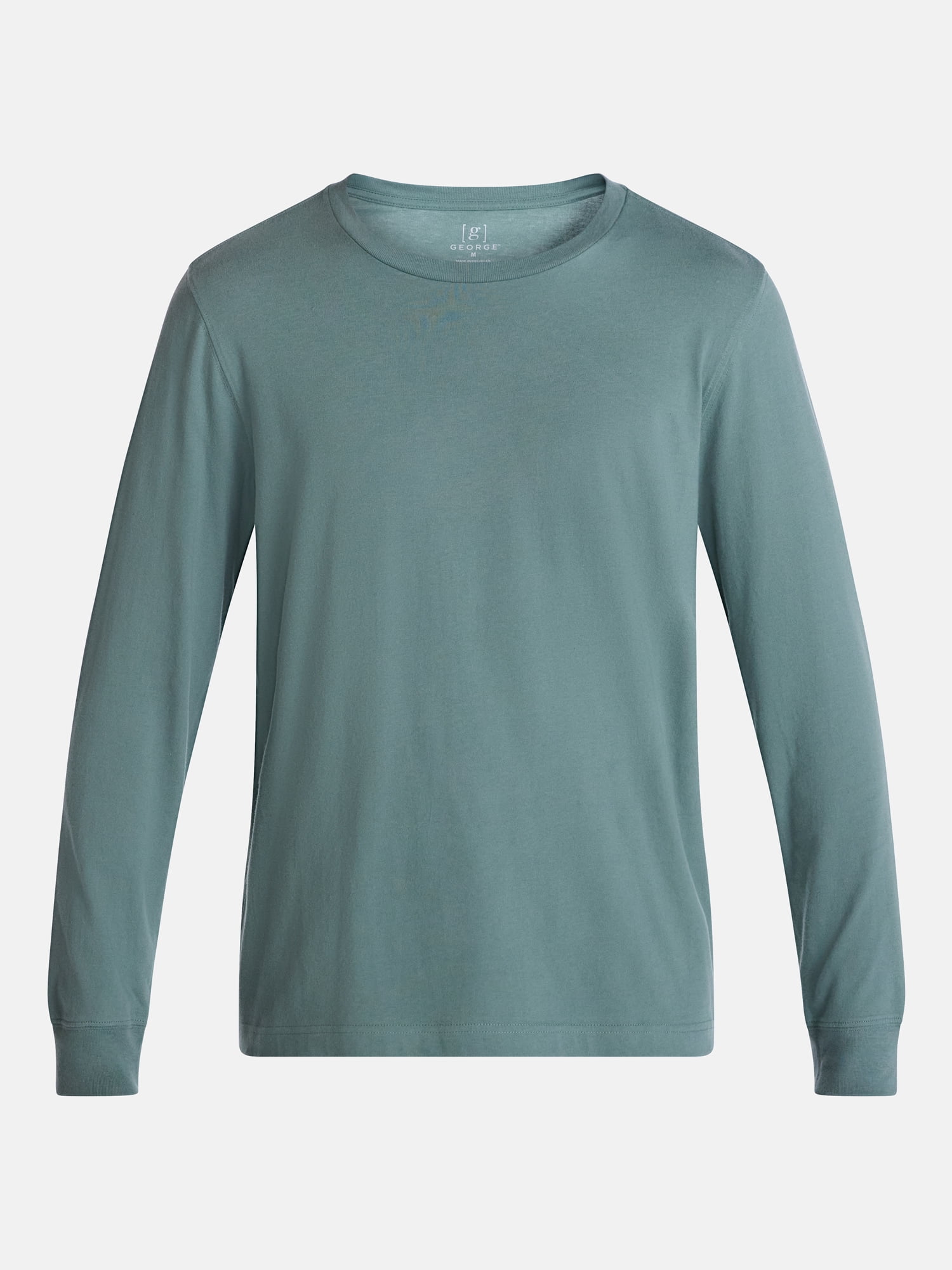 George Men's and Big Men's Relaxed Fit Cotton Crewneck Tee with Long Sleeves, Size XS-3XL