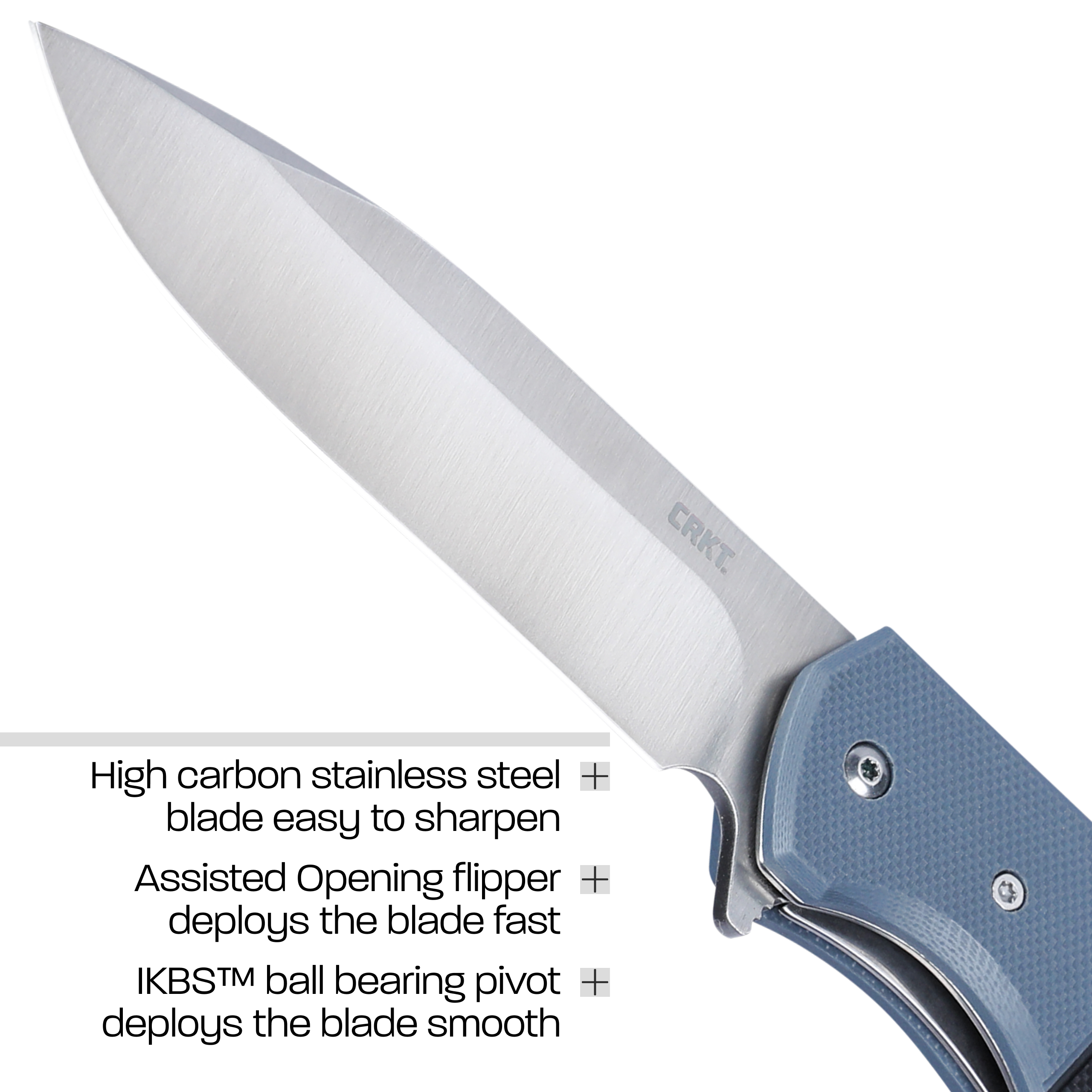 CRKT Ignitor Everyday Carry Assisted Folding Knife with Liner Lock: Stainless Steel Plain Edge Blade, G10 Handle, Pocket Clip, 6880