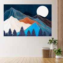 Idea4wall 3pcs Watercolor Granite Marble Mountain Forest Nature Wilderness Stick Wallpaper Removable Wall Murals Large Wall Stickers for Home Decoration, 48"x72"