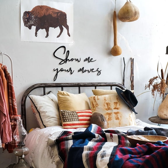 Show Me Your Moves Metal Wall Art - Quote Wall Decor, Set of 4 Words for Bedroom or Living Room, No-Drill Easy Mounting, Modern Style (Total Dimension 60cm x 40cm / 23.6" x 15.7")