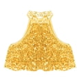 thumbnail image 4 of TiaoBug Kids Girls 2 Piece Hip Hop Latin Jazz Dance Outfit Sequin Sleeveless Crop Top with Metallic Skirt Set Gold 8, 4 of 7