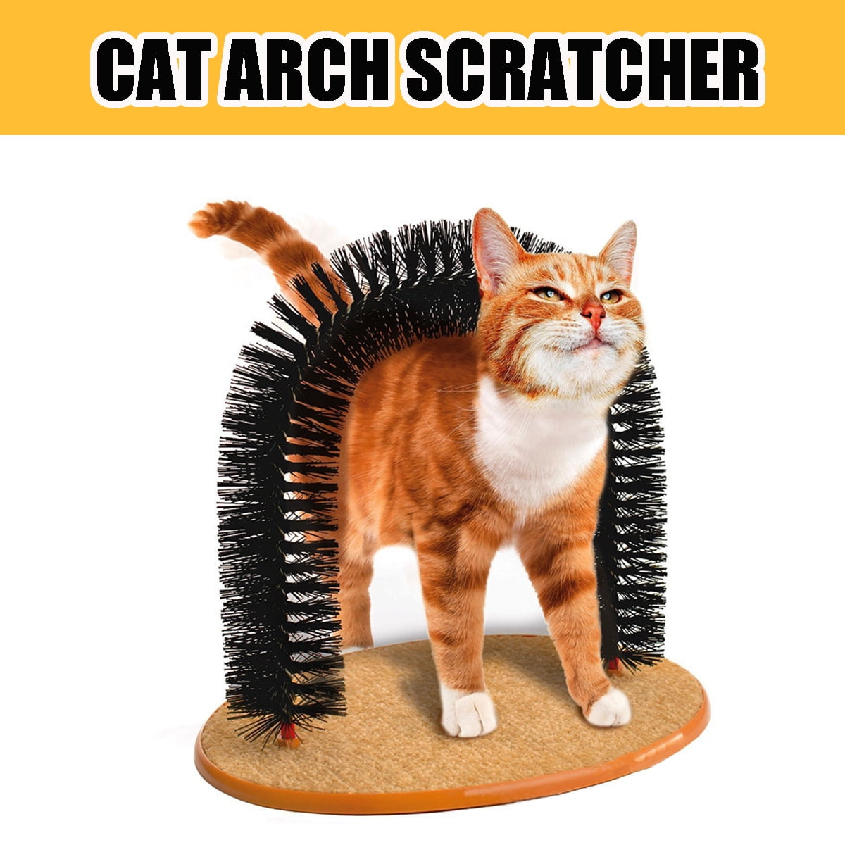 Cat Scratcher And Grooming Arch Self Groomer And Massager With Catnip No More Hair Balls And