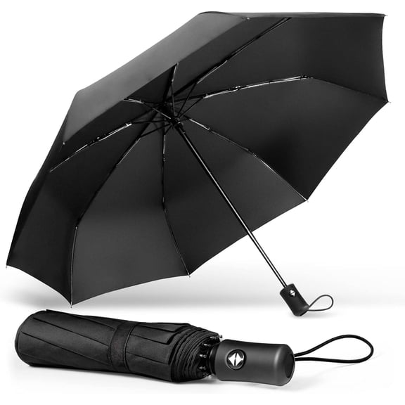 Umbrella, classic, windproof, automatic, foldable, compact, with one button, automatic opening and closing, black